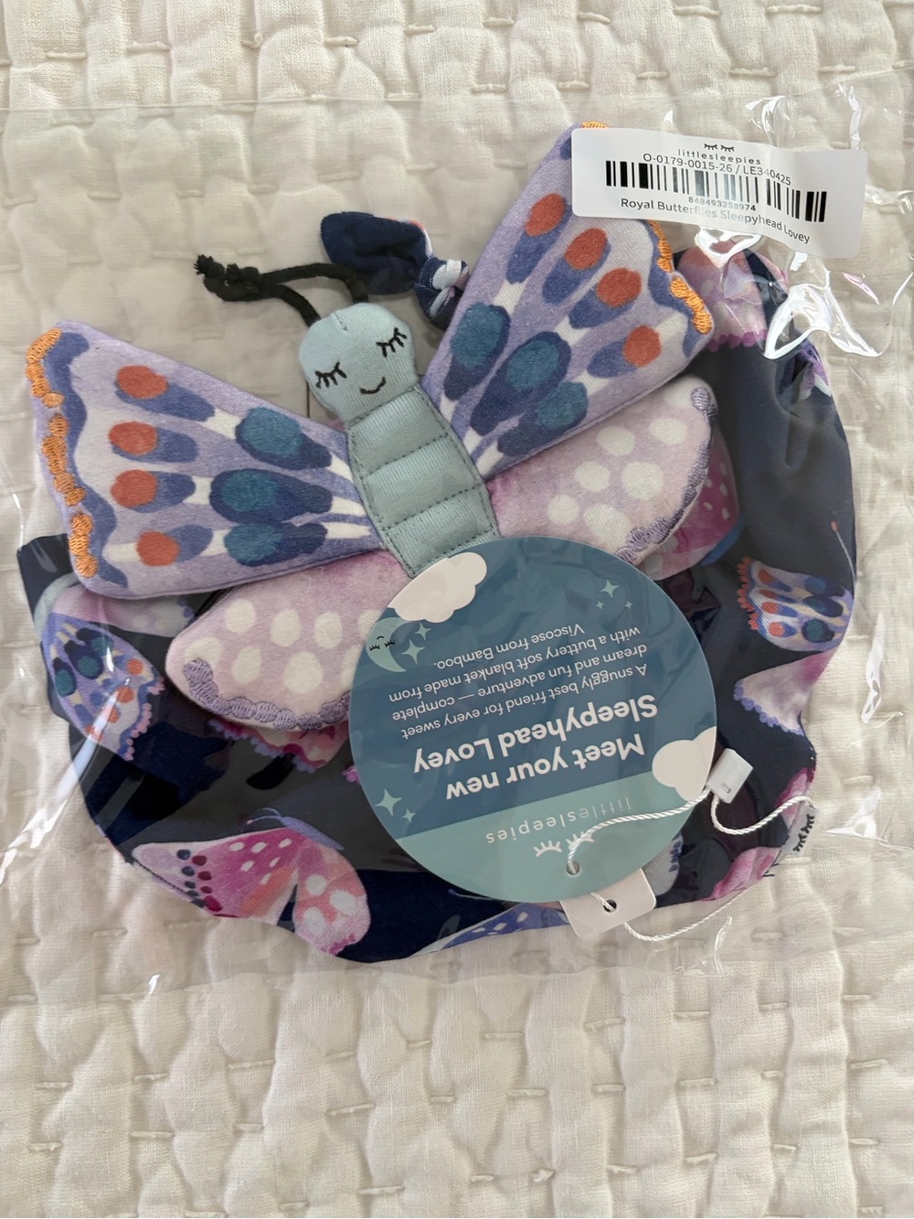 NIB Little Sleepies Royal Butterflies Sleepyhead Lovey Plush